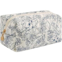 Kosmetiktasche mit Blumenmuster für Damen – Marineblaue Reise-Kosmetiktasche mit Reißverschluss, tragbarer Toilettenartikel-Organizer (kompatibel