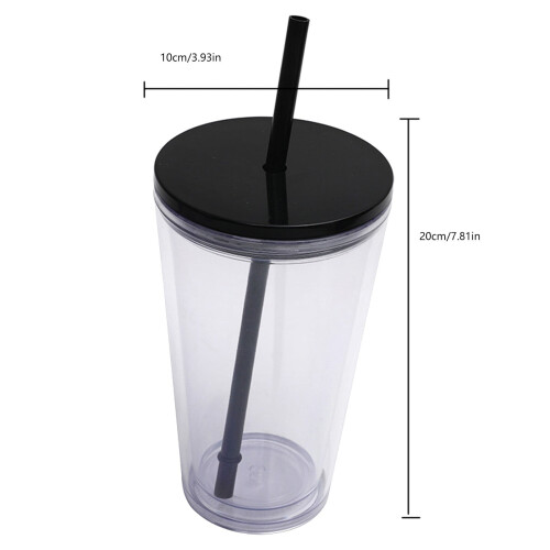 Διαφανή ποτήρια 24oz με καπάκι και καλαμάκι, επαναχρησιμοποιήσιμα διπλού 1
