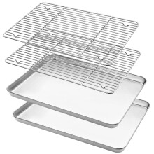 Edelstahl-Backblech mit Rostset, 16 x 12 x 1 Zoll