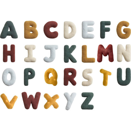 Cuscino con l'alfabeto, lettere inglesi decorative, cuscino da divano 1