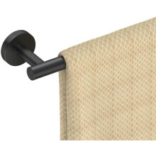 Handdoekrek voor wandmontage, roestvrijstalen handdoekrek voor de badkamer, 45 cm, inclusief bevestigingsmateriaal (matzwart, totale lengte 51 cm)