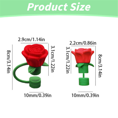 Couvercle de tasse en silicone en forme de rose, 10 mm, réutilisable 2