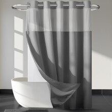 Schwerer, hakenloser Duschvorhang in Waffelstruktur mit Druckknöpfen – 71 cm breit x 80 cm hoch, Hotelqualität, Wellness-Feeling, Grau