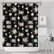 Duschvorhang mit Blumenmuster „Pioneer Flower“, 183 x 213 cm, dekoratives Duschvorhang-Set fürs Badezimmer mit 12 Haken, wasserdicht und waschbar