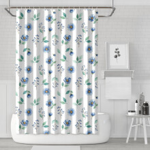 Duschvorhang mit Blumenmuster „Pioneer Flower“, 183 x 183 cm, dekoratives Duschvorhang-Set fürs Badezimmer mit 12 Haken, wasserdicht und waschbar