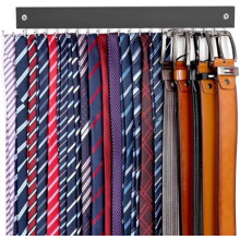 【2in1】 Krawattenhalter und Gürtelorganizer zur Wandmontage, platzsparender Krawattenaufhänger für den Kleiderschrank mit 20 Haken,