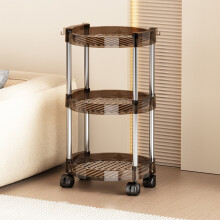 Chariot roulant en plastique à 3 niveaux avec poignée, chariot de rangement multifonctionnel pour bureau/cuisine/salon, étagère de rangement
