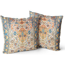 Confezione da 2 federe per cuscini decorativi con motivi geometrici tribali persiani, 20x20 cm, federe corte in peluche per la decorazione della casa
