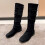 Schwarze Damen-Retro-Stiefel, mittelhoch, Größe 9 7