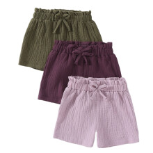 Ediodpoh Kids Clothing Set for Girls, 3-Pc Summer Outfit – Elastic Waist Shorts & Top, Casual Play Clothes, Age 2-10, Purple, Size 6-7 Years