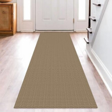 Tvättbar 6x2,4 m flätad bomullslöparmatta, gummibaksida – beige/khaki, passar i hall, kök och sovrum