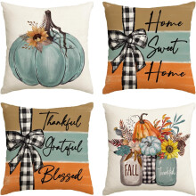 Clúdaigh Piliúir Caithimh Pumpkin an Fhómhair Home Sweet Home, Maisiúcháin Bláthanna 18x18 Orlach Fómhair Buíoch Buíoch Fómhar Beannaithe