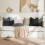 Conjunto de 2 capas para almofadas Euro Sham de 60x60cm (24x24 polegadas) – Bouclé texturizado, preto neutro, compatíveis com almofadas Euro 4