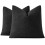 Conjunto de 2 capas para almofadas Euro Sham de 60x60cm (24x24 polegadas) – Bouclé texturizado, preto neutro, compatíveis com almofadas Euro 8