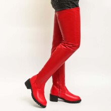 Botas FAMTKT Fashion Femininas Tamanho Grande Acima do Joelho, Botas de Cano Longo Estilo Cavaleiro com Salto Baixo para o Outono