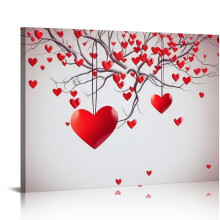 Tableau encadré sur toile EastSmooth pour la Saint-Valentin – Arbre de l'amour, esthétique rose/rouge, prêt à accrocher, compatible avec le