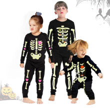 SILVERCELL Kinder tweedelig skeletkostuum voor jongens en meisjes, cosplay feestpakje met lange mouwen + broek, peuter/baby skelet jumpsuit
