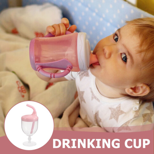 Copo de suco infantil com canudo rosa (1 unidade) 2