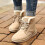 YOUSNH Κοντές Δερμάτινες Μπότες με Τακούνι Γυναικείες Μπότες Μοντέρνες Μπότες 6