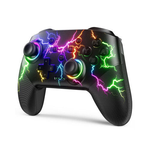Χειριστήρια Switch Συμβατά με Switch/Lite/OLED/PC Windows, 1000mAh, RGB LED, Σύζευξη με ένα πλήκτρο, Turbo,