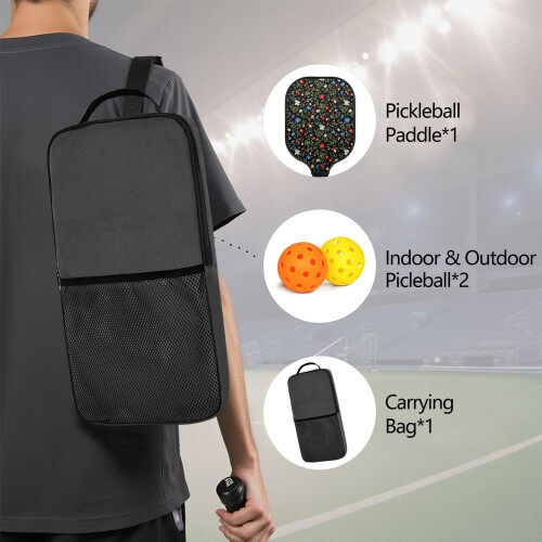 Σετ ρακέτες Pickleball με 2 μπάλες και τσάντα – Ρακέτες από fiberglass με λουλούδια, 1