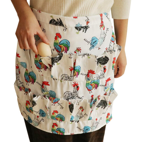 Egg Collecting Apron with Multiple Pockets, Durable Cotton, Easy Clean, 4pcs 50x46cm