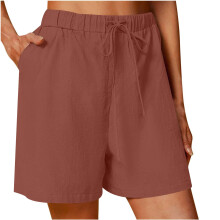 Shorts til kvinder, behagelige shorts med elastisk talje, sommershorts med lommer, S-5XL