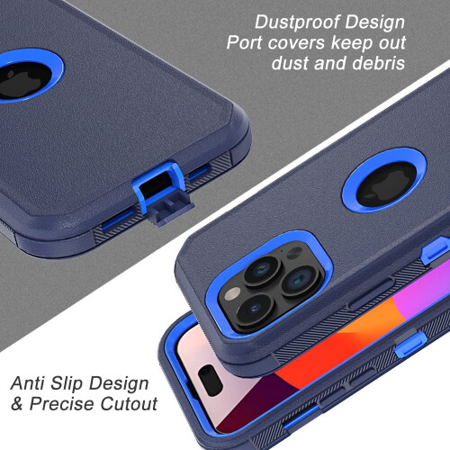 Θήκη Xhy για iPhone15Pro Max: Στρατιωτικής ποιότητας 3 σε 1 πανοπλία με προστατευτικό 1
