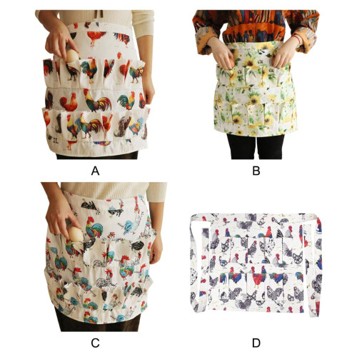 Egg Collecting Apron with Multiple Pockets, Durable Cotton, Easy Clean, 4pcs 50x46cm 1