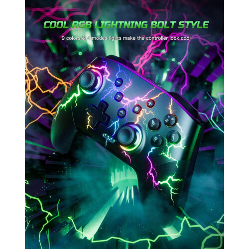 Χειριστήρια Switch Συμβατά με Switch/Lite/OLED/PC Windows, 1000mAh, RGB LED, Σύζευξη με ένα πλήκτρο, Turbo, 1