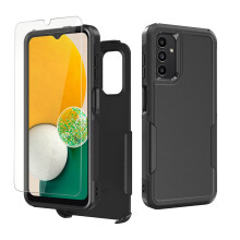 TASHHAR Etui med Skærmbeskytter til Samsung Galaxy A15 5G – Militærkvalitet, Dobbelt Lag, Faldbestandig, Sort