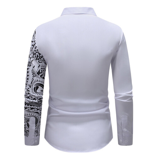 Camicia da uomo a maniche lunghe con stampa floreale vintage e bottoni. 2