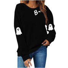 Sudadera de manga larga para mujer con estampado de fantasmas | Sudadera informal multicolor con capucha