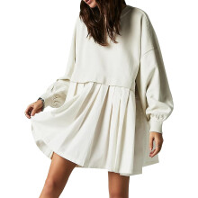 Abito felpa oversize da donna, maniche lunghe, scollo rotondo, top pullover dalla vestibilità comoda, mini abito