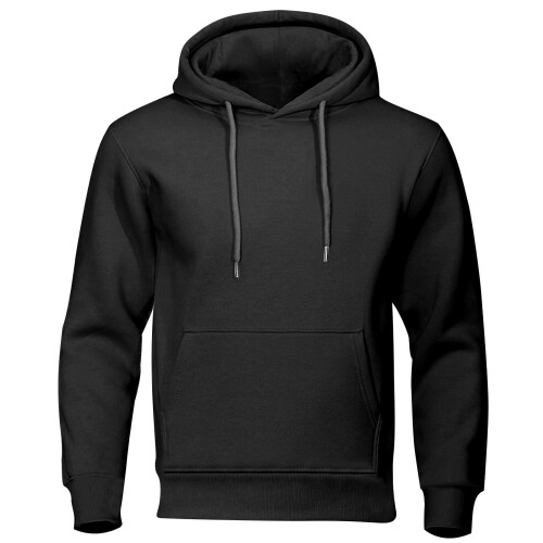 SYMOID Hættetrøjer til mænd Efterår og vinter Ensfarvet tøj til mænd med lomme Sweatshirt Pullover Sort 2