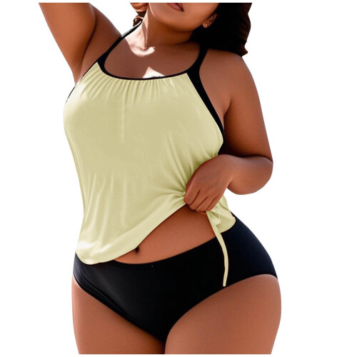 Σετ Tankini για γυναίκες σε μεγάλα μεγέθη Kukoosong, ψηλόμεσο κάτω μέρος, αφαιρούμενη