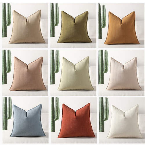 Housses de coussin en chenille 45 x 45 cm à rayures chevrons