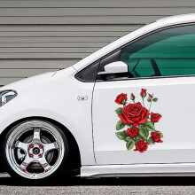 Autocollants imperméables Ankereame Rose romantique pour voiture, autocollants décoratifs pour carrelage de salle de bain rouge - Protection