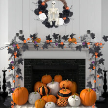 Fekete Halloween girland – mesterséges juharlevelekből készült inda,