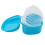 Light Blue Denture Cleaning Box with Quick Drain Basket and Polypropylene Denture Bath Case Set 1