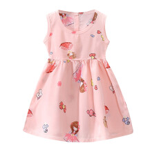 Peuter- en babykleding voor meisjes: mouwloze zomerjurk met bloemenprint en cartoonprint, casual strandjurkjes, outfits voor 2-3 jaar.