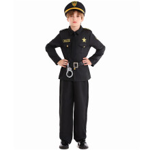 Set costum ofițer Halloween băieți, negru, 7-8 ani