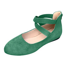Ballerines pour femmes avec brides confortables Ă la cheville, bout rond, Ă enfiler (vert, pointure 8,5)