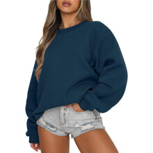 Sweat-shirt à manches longues pour femme, col rond, coupe ample, pull à capuche en polaire, haut d'automne
