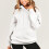 Damen Herbstoberteil, Langarm-Kapuzenpullover, einfarbig, locker geschnitten, lässig, Basic-Hoodie, Weiß 2