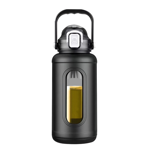 Γυάλινο μπουκάλι νερού 34oz (1000mL) ανθεκτικό στη θραύση με θήκη σιλικόνης, διπλό