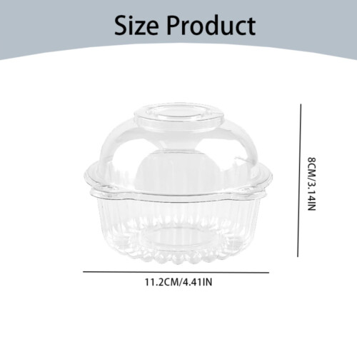 Individual Plastic Cupcake Containers with Lids, Stackable Deep Dome Carrier for Parties/Baking/Picnics, 50 Pack, 4.41x3.14", compatible with 1