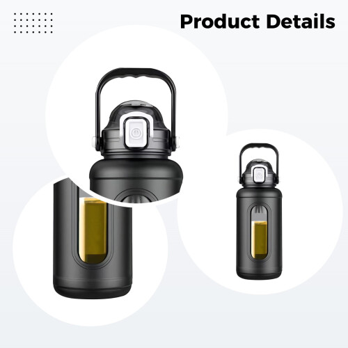 Γυάλινο μπουκάλι νερού 34oz (1000mL) ανθεκτικό στη θραύση με θήκη σιλικόνης, διπλό 2