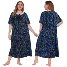 Plus Size Női Virágos Hálóing, Négyzetnyakú Pizsama Csipkeszegéllyel, Hosszú Hálóing, Házi Ruha XL-5XL