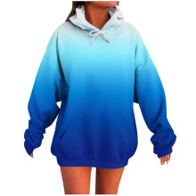 Dameshoodie met lange mouwen en print, casual design met kleurverloop, zakken, comfortabele normale lengte, geschikt voor dagelijks gebruik.